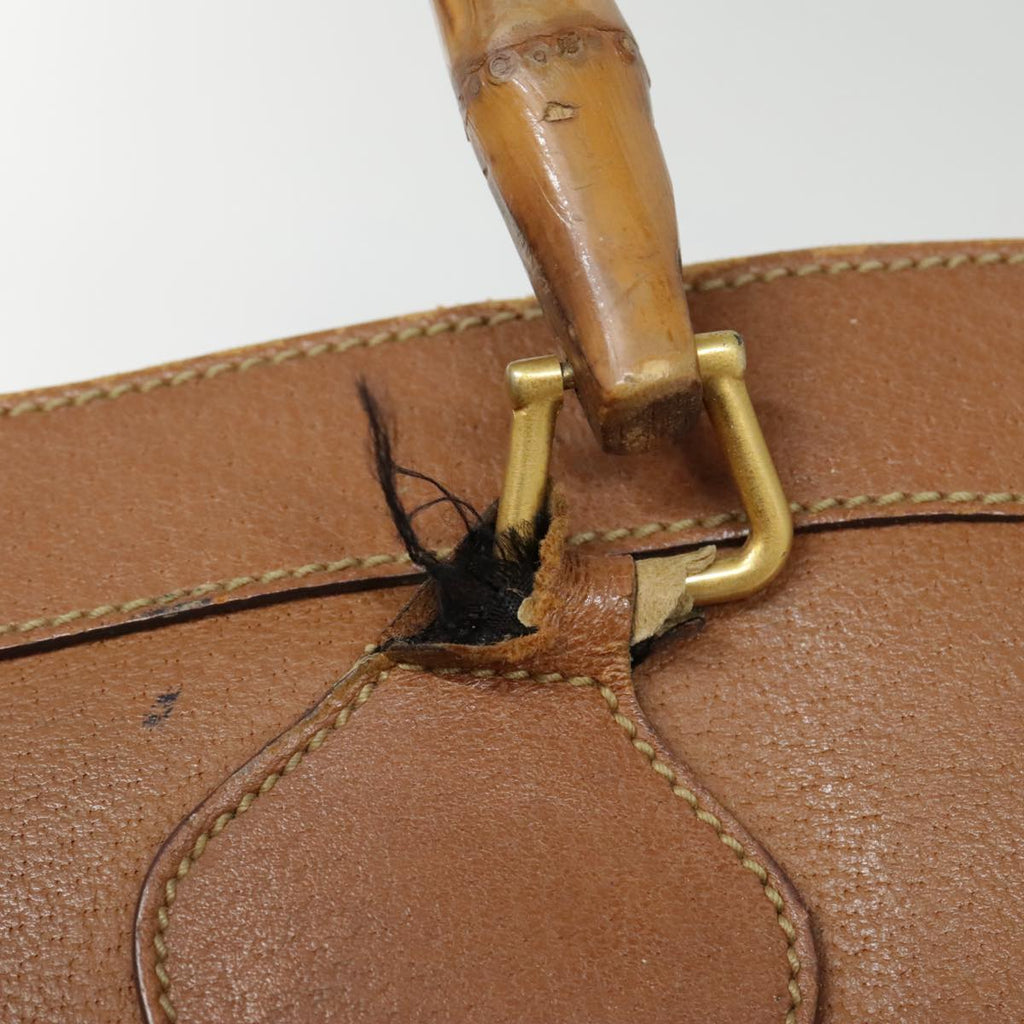 GUCCI Bamboo Hand Bag Leather Brown Gold 002 1186 0260 fm3739