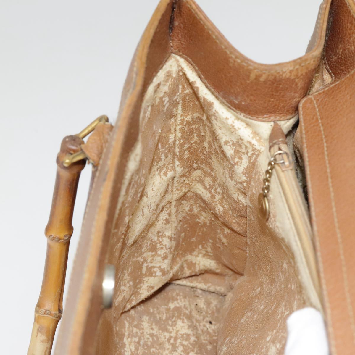 GUCCI Bamboo Hand Bag Leather Brown Gold 002 1186 0260 fm3739