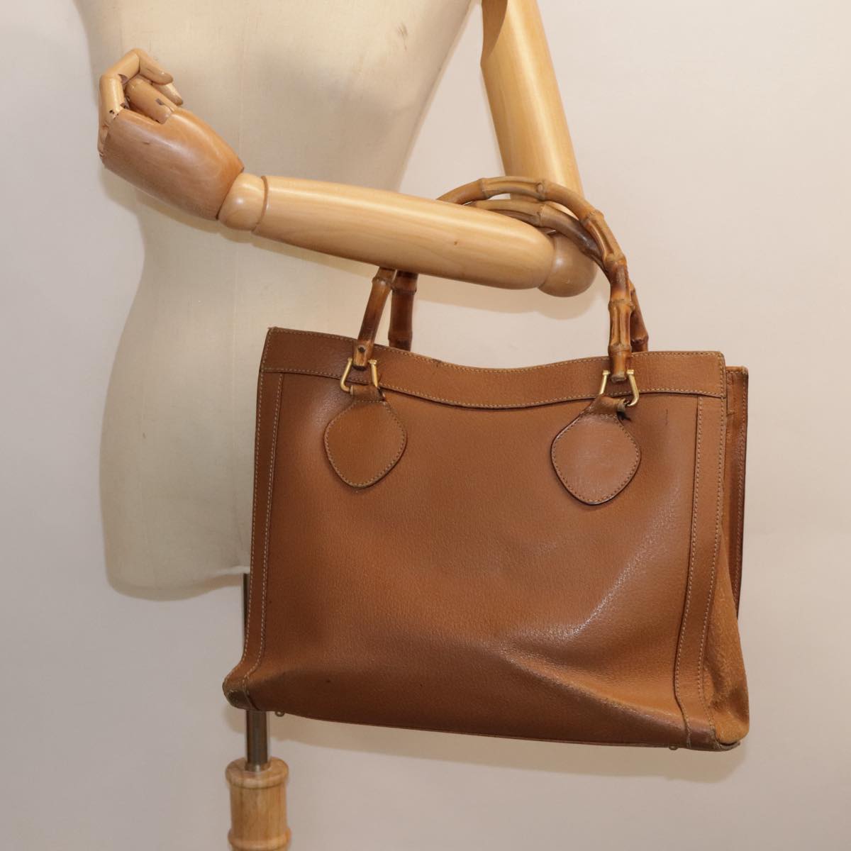 GUCCI Bamboo Hand Bag Leather Brown Gold 002 1186 0260 fm3739