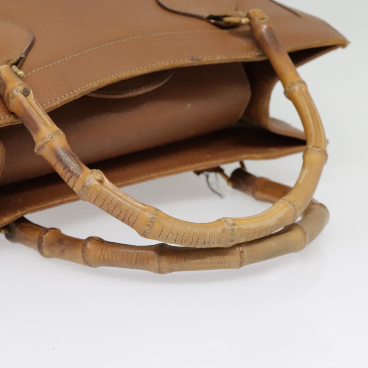 GUCCI Bamboo Hand Bag Leather Brown Gold 002 1186 0260 fm3739