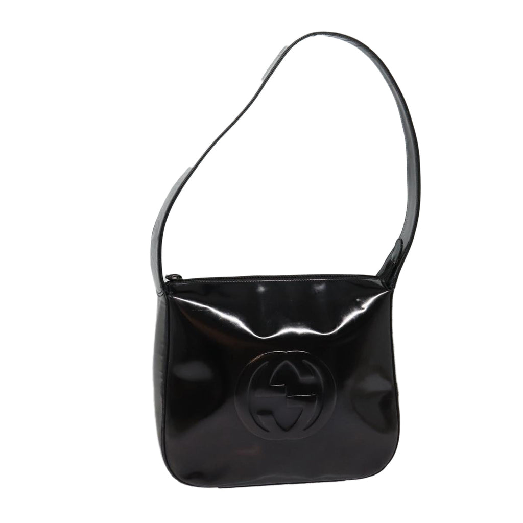 GUCCI Shoulder Bag Enamel Black Silver 001 1274 1703 fm3746