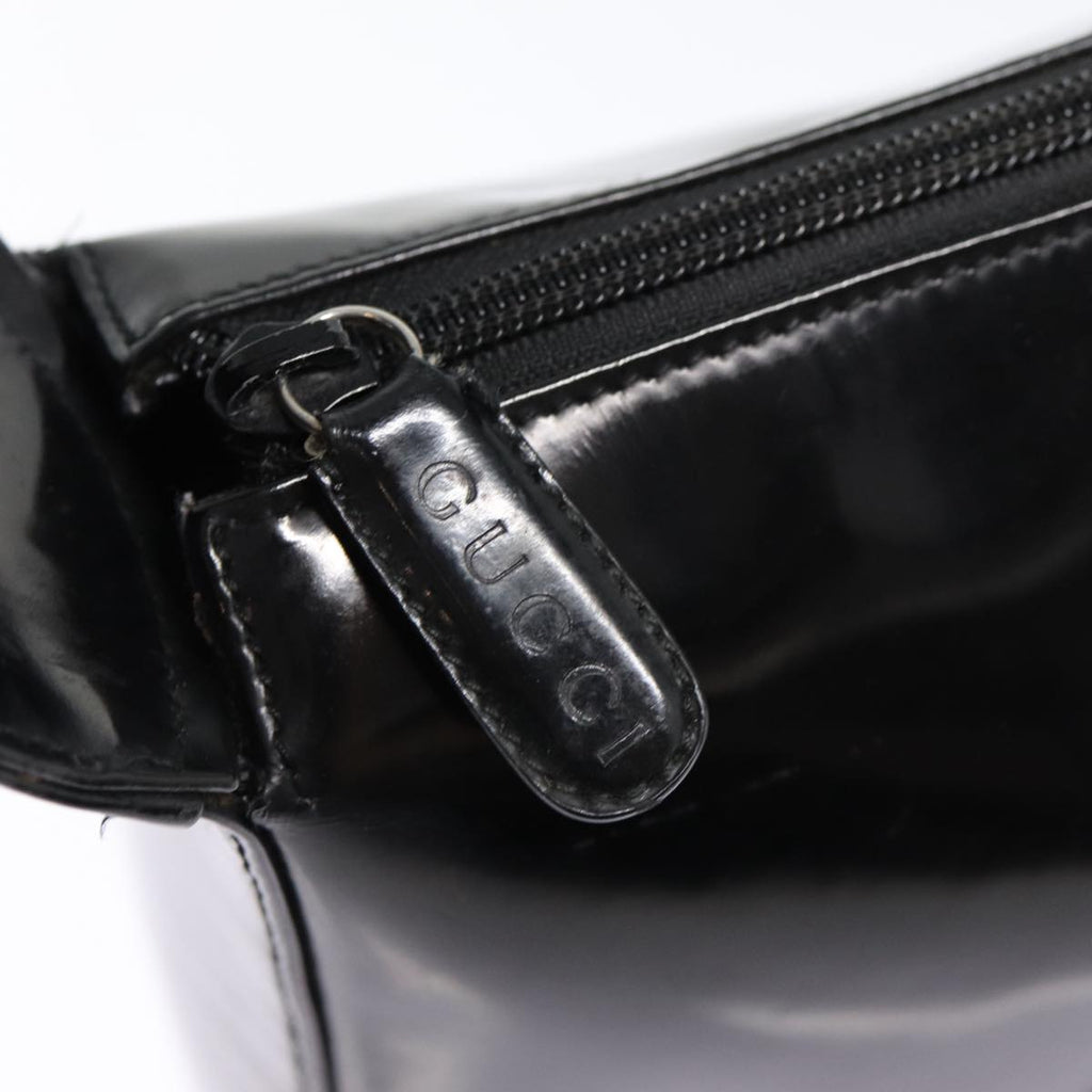 GUCCI Shoulder Bag Enamel Black Silver 001 1274 1703 fm3746