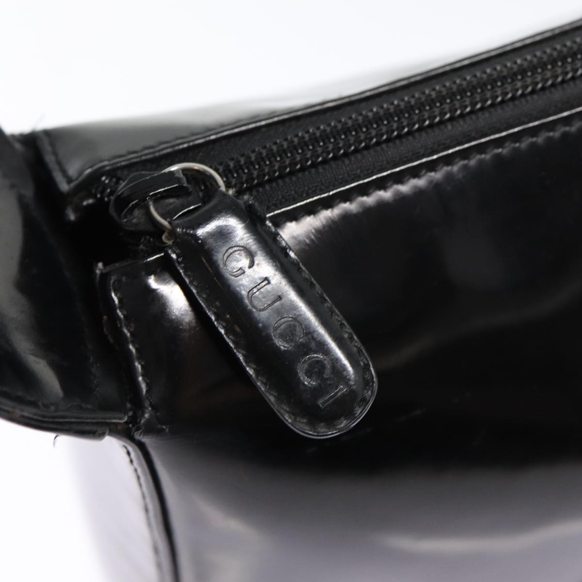 GUCCI Shoulder Bag Enamel Black Silver 001 1274 1703 fm3746