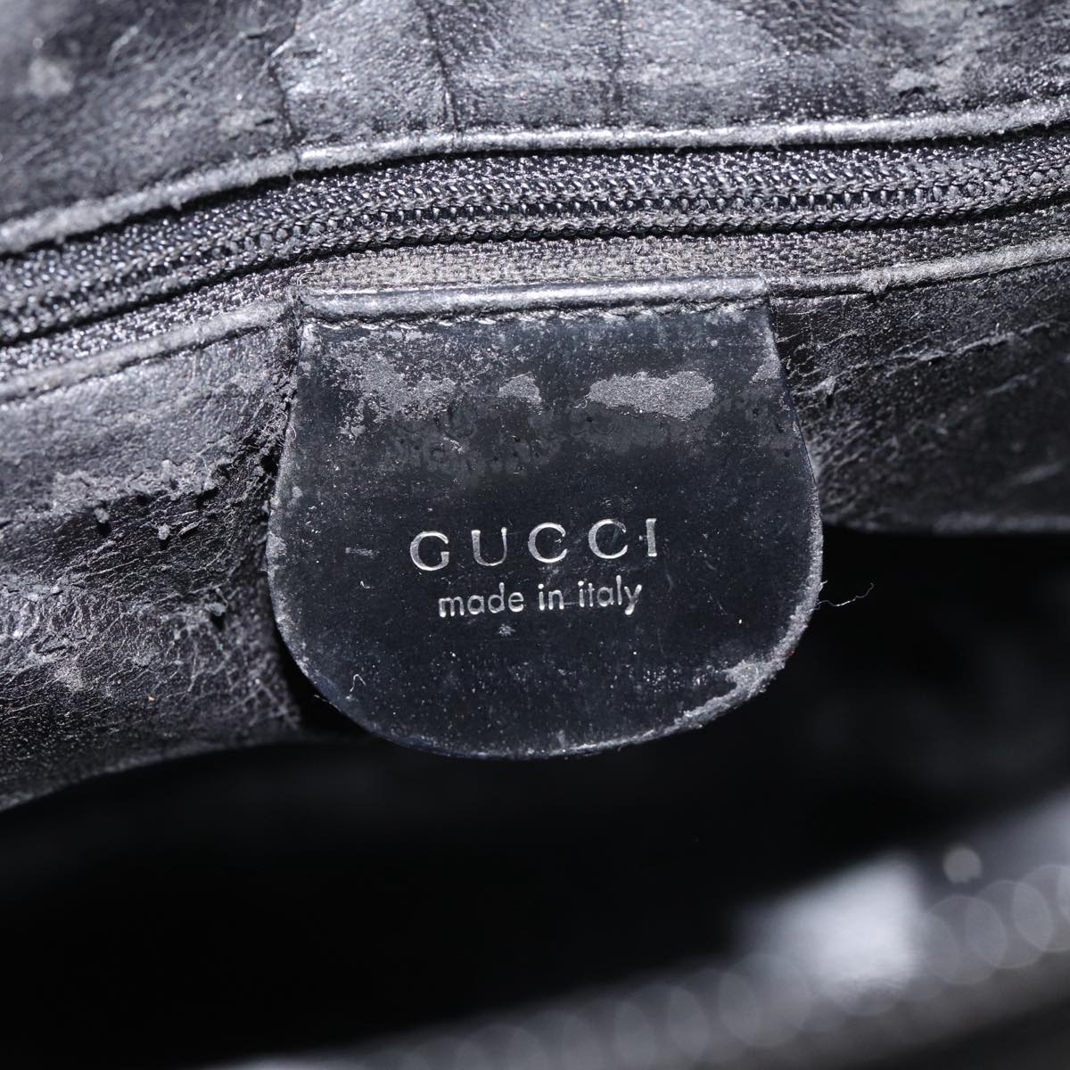 GUCCI Shoulder Bag Enamel Black Silver 001 1274 1703 fm3746