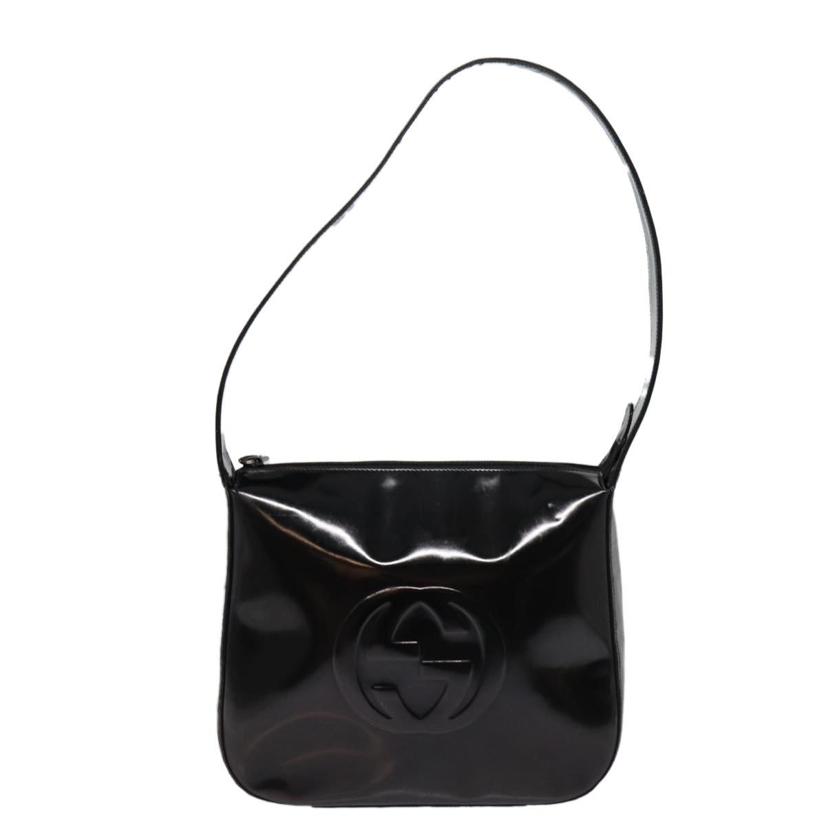 GUCCI Shoulder Bag Enamel Black Silver 001 1274 1703 fm3746
