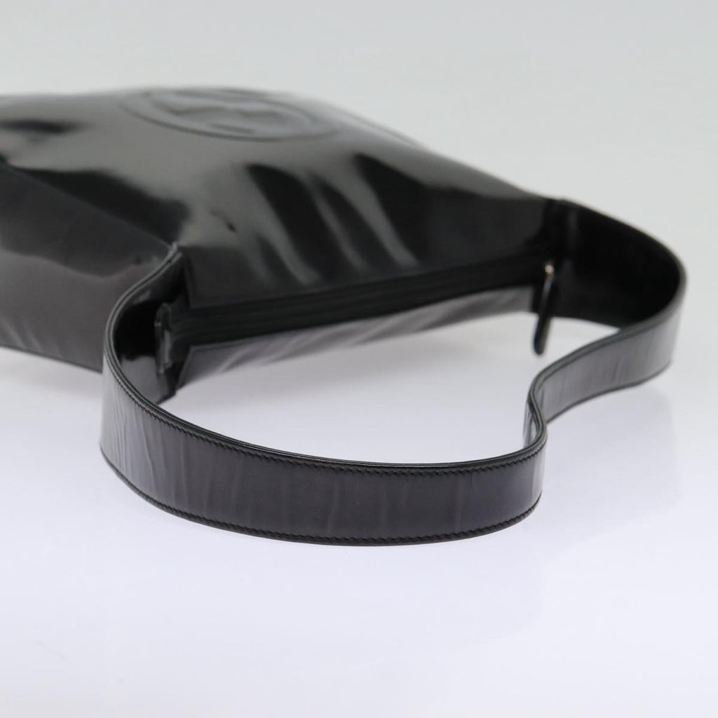 GUCCI Shoulder Bag Enamel Black Silver 001 1274 1703 fm3746