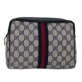 GUCCI GG Supreme Sherry Line Clutch Bag PVC Navy Red 010 378 fm3753