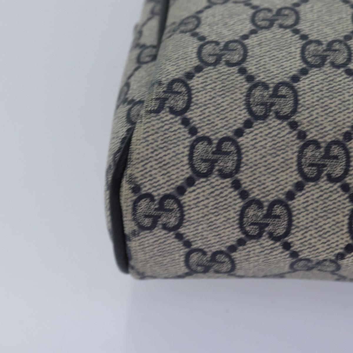 GUCCI GG Supreme Sherry Line Clutch Bag PVC Navy Red 010 378 fm3753