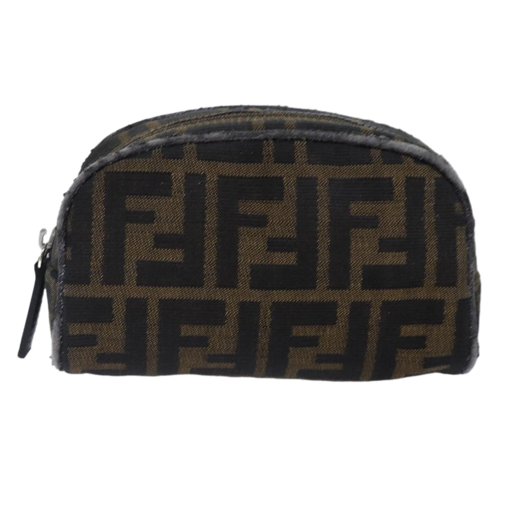 FENDI Zucca Canvas Pouch Brown Black Silver fm3759