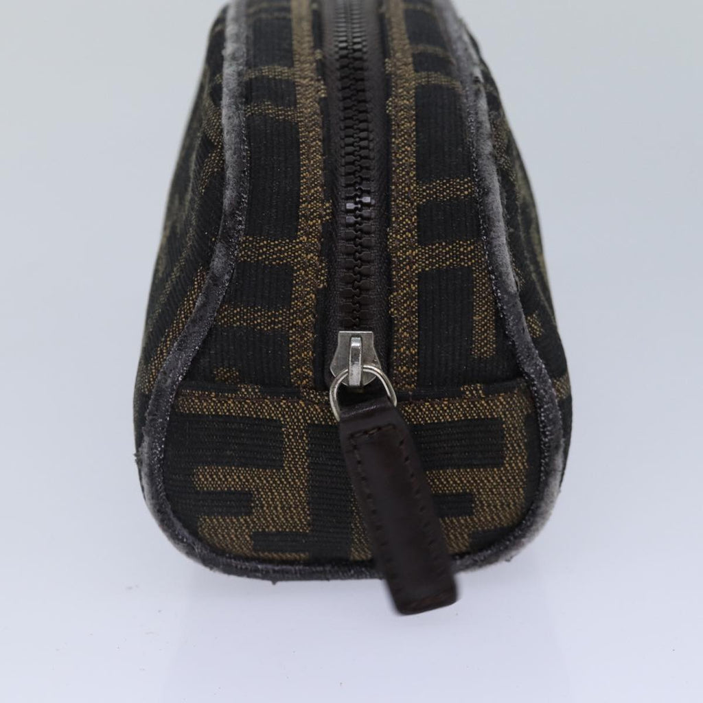 FENDI Zucca Canvas Pouch Brown Black Silver fm3759