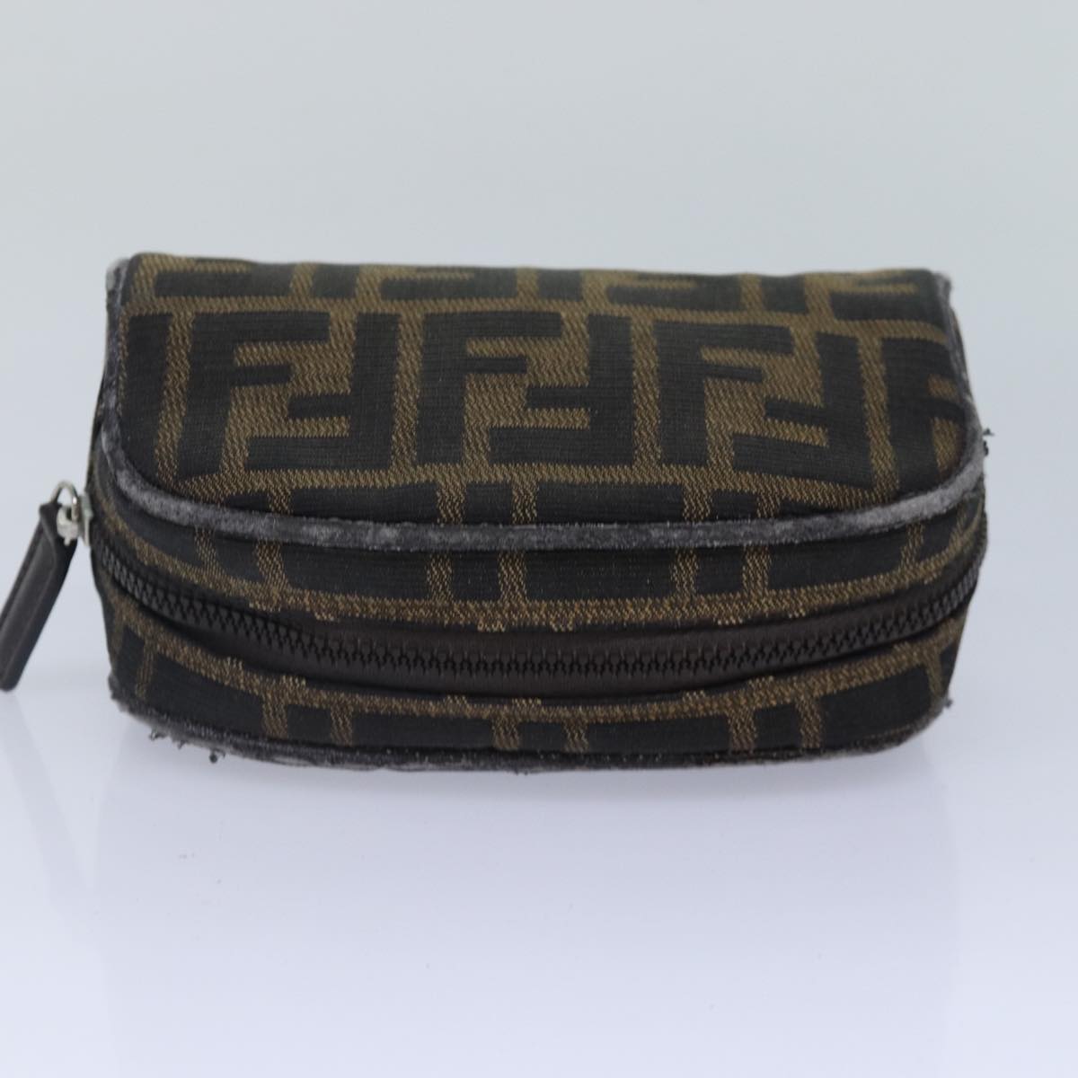FENDI Zucca Canvas Pouch Brown Black Silver fm3759