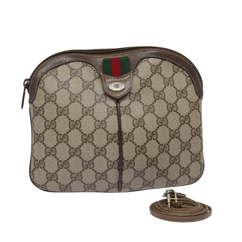 GUCCI GG Supreme Web Sherry Line Shoulder Bag PVC Beige 904 02 047 fm3772