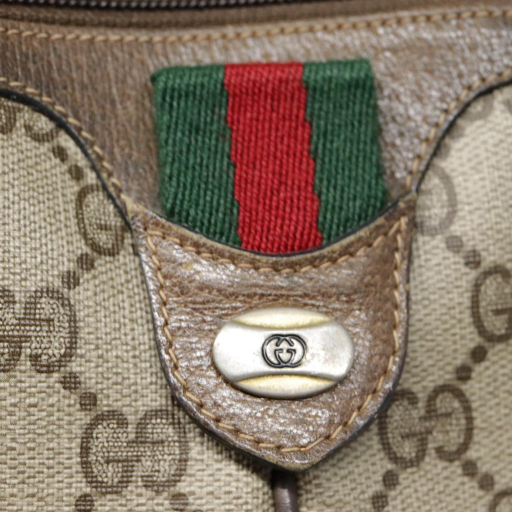 GUCCI GG Supreme Web Sherry Line Shoulder Bag PVC Beige 904 02 047 fm3772