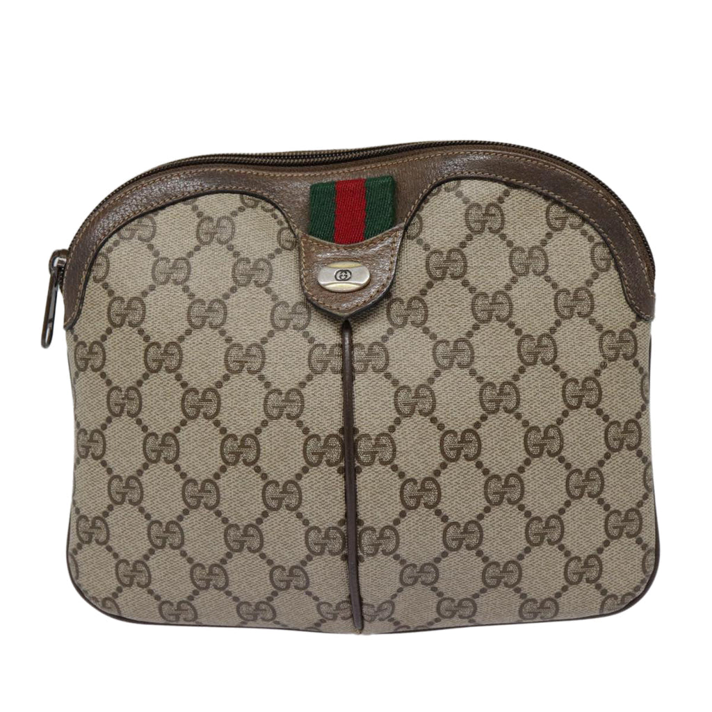 GUCCI GG Supreme Web Sherry Line Shoulder Bag PVC Beige 904 02 047 fm3772