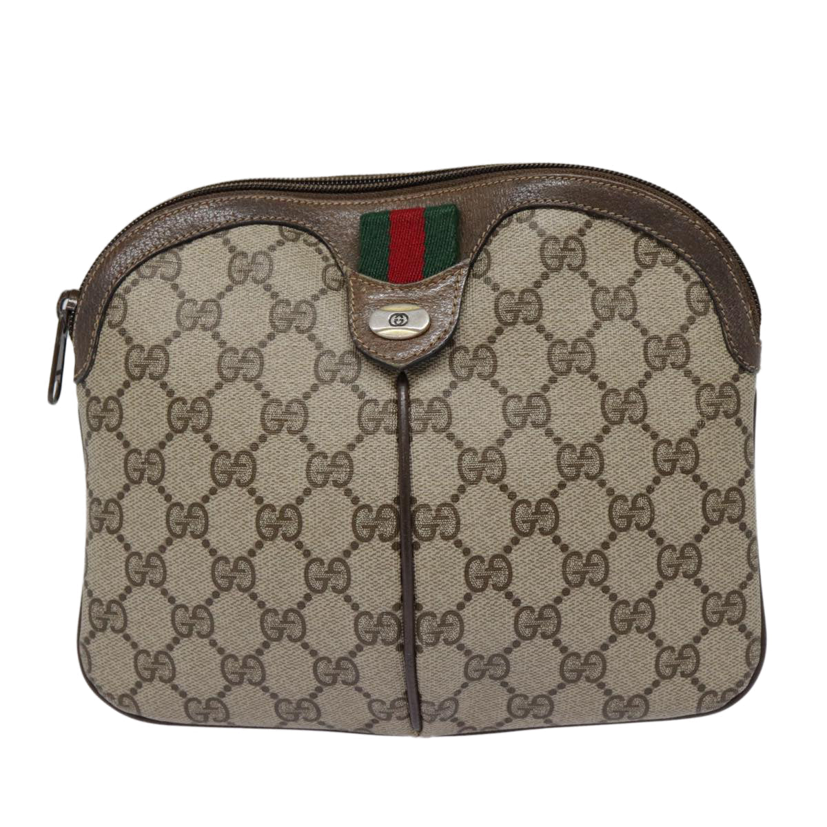 GUCCI GG Supreme Web Sherry Line Shoulder Bag PVC Beige 904 02 047 fm3772