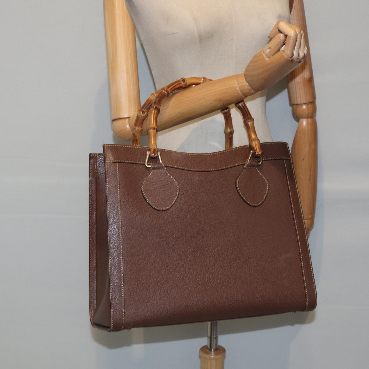 GUCCI Bamboo Hand Bag Leather Brown Gold 002 1186 0260 fm3775