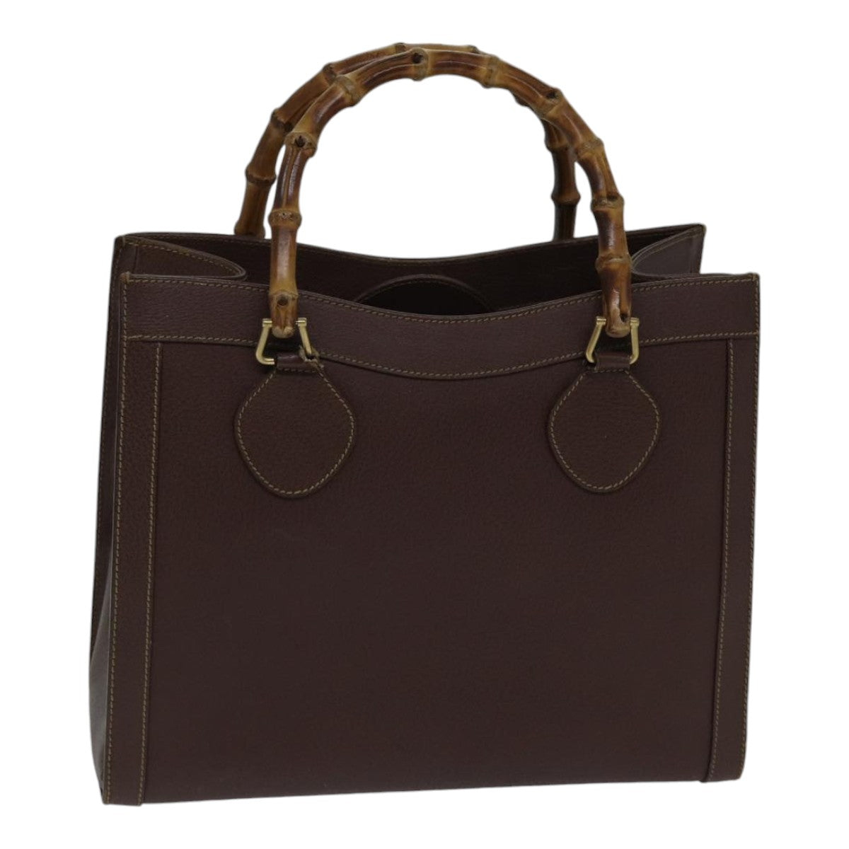 GUCCI Bamboo Hand Bag Leather Brown Gold 002 1186 0260 fm3775