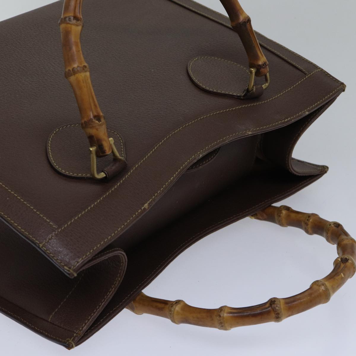 GUCCI Bamboo Hand Bag Leather Brown Gold 002 1186 0260 fm3775