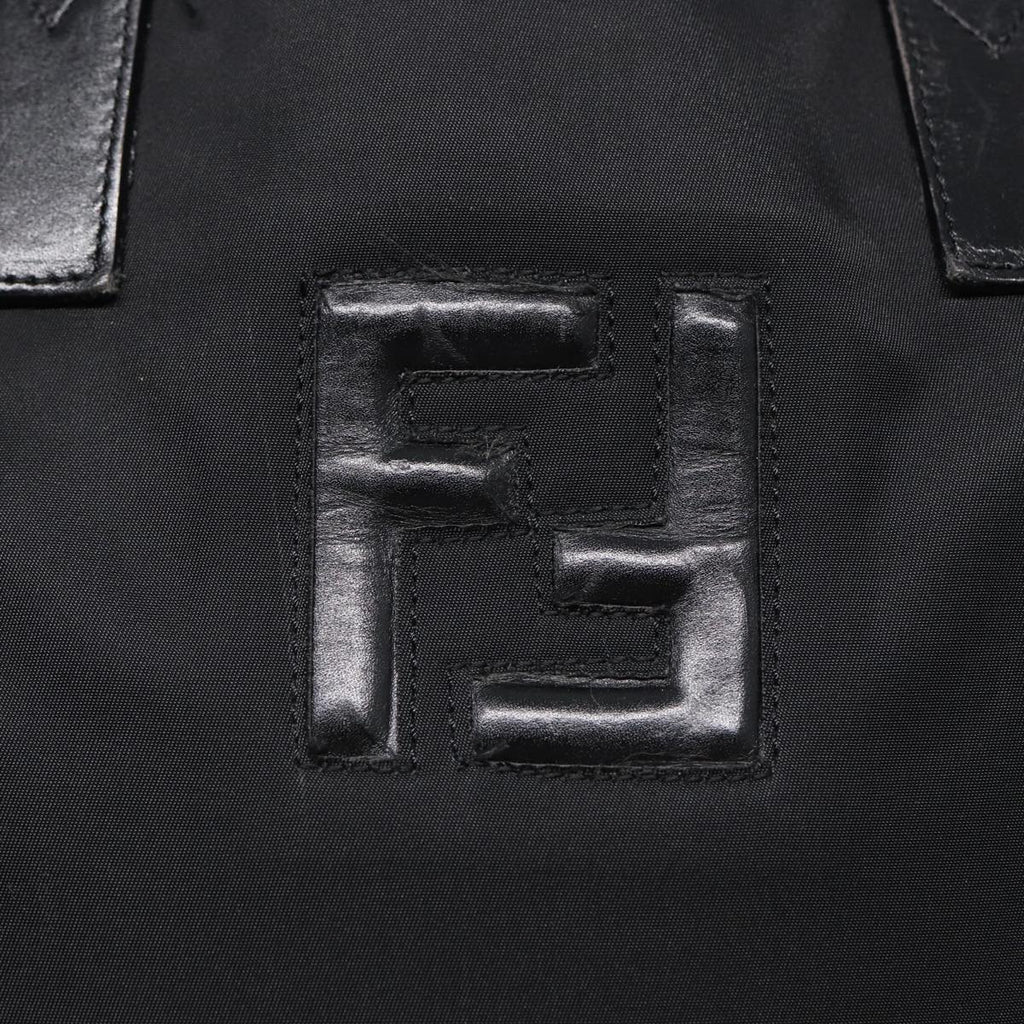 FENDI Tote Bag Nylon Silver Black fm3779