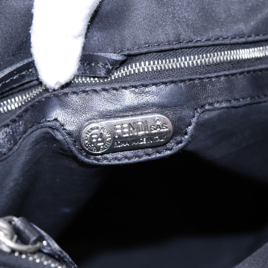FENDI Tote Bag Nylon Silver Black fm3779
