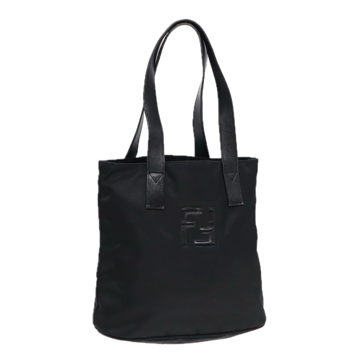 FENDI Tote Bag Nylon Silver Black fm3779