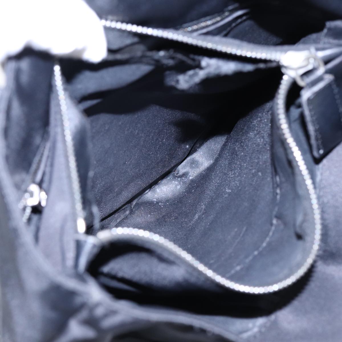 FENDI Tote Bag Nylon Silver Black fm3779