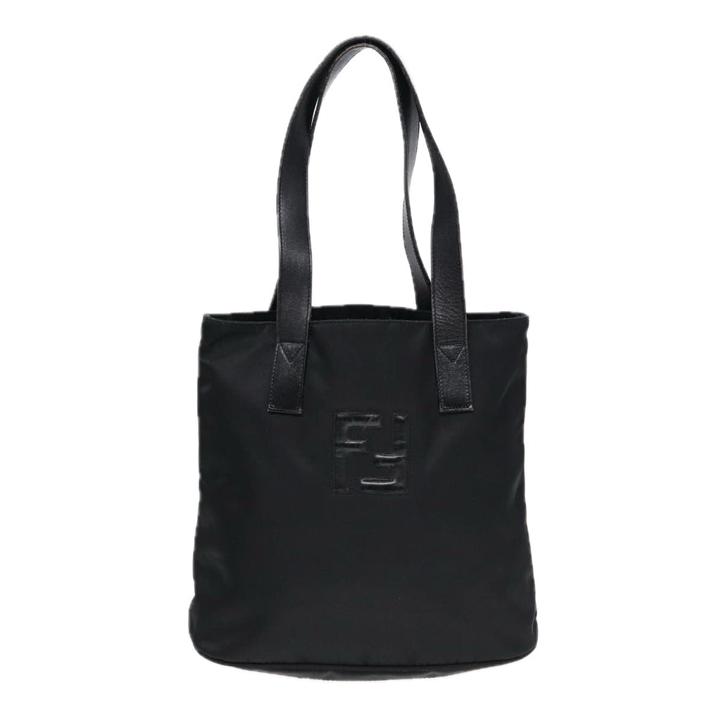 FENDI Tote Bag Nylon Silver Black fm3779