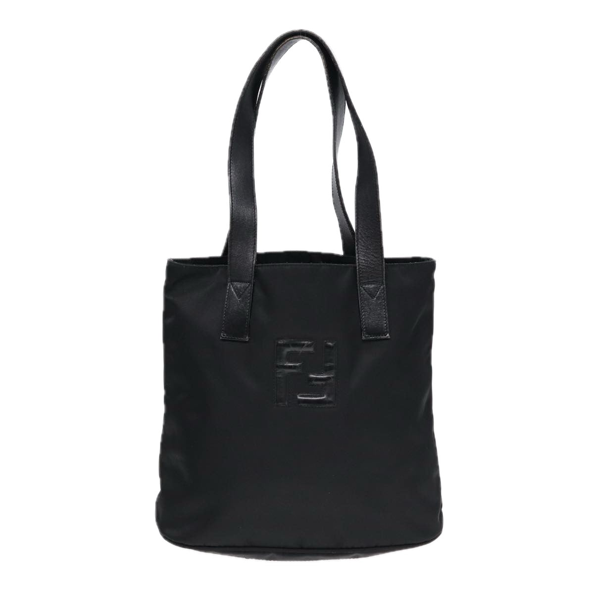 FENDI Tote Bag Nylon Silver Black fm3779