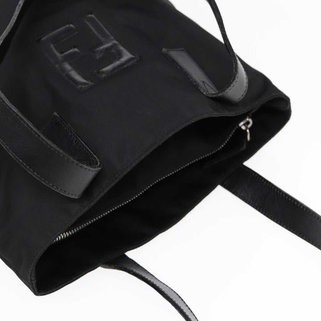 FENDI Tote Bag Nylon Silver Black fm3779