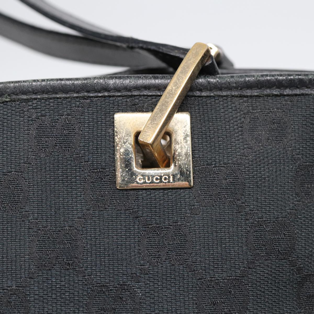 GUCCI GG Canvas Tote Bag Black Gold 002 1099 2404 fm3780