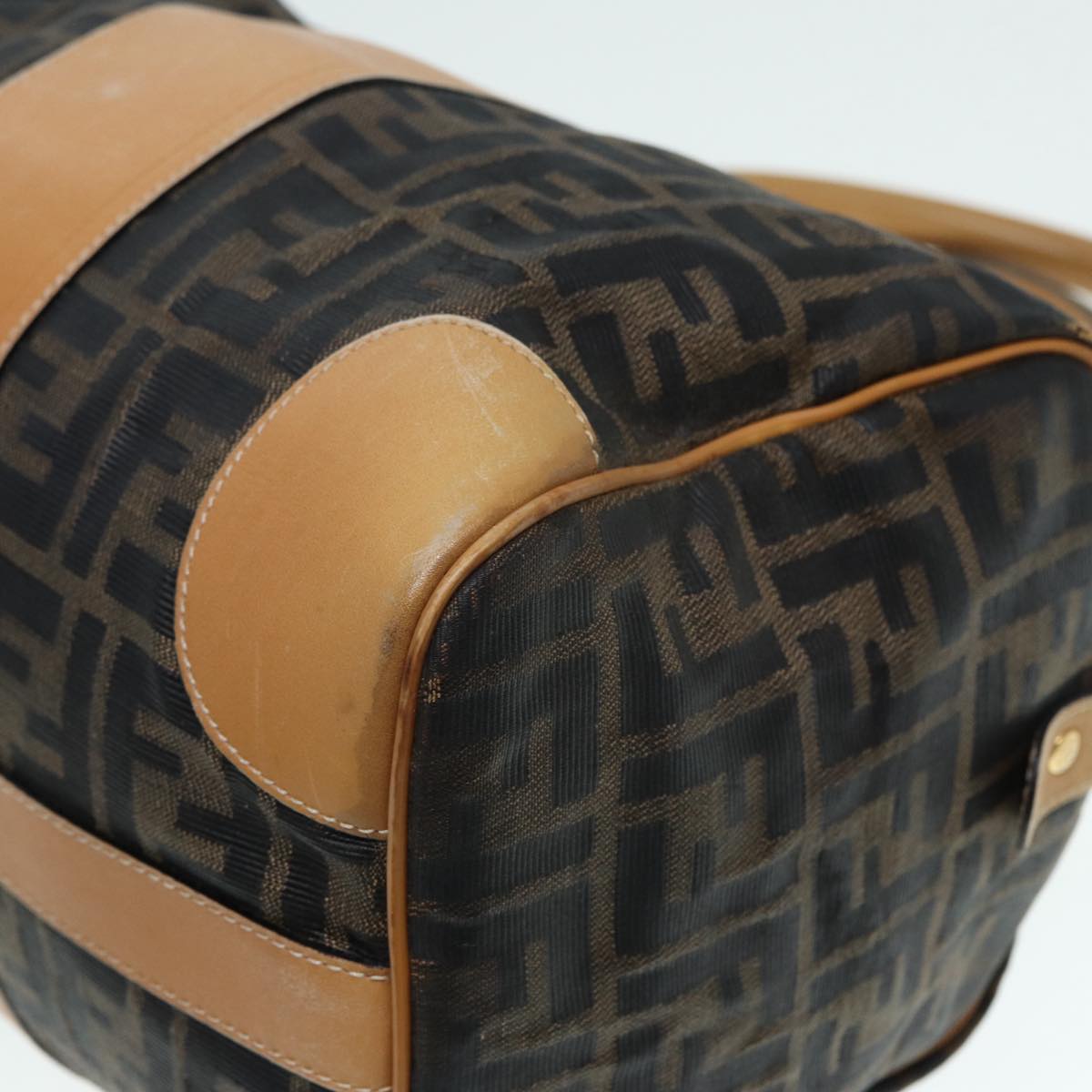 FENDI Zucca Canvas Hand Bag Brown Black gold fm3783