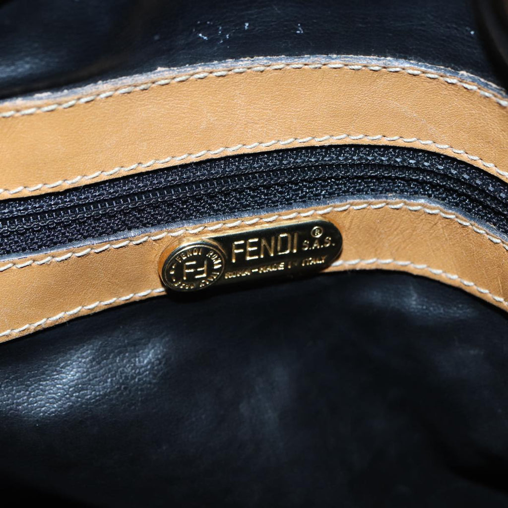 FENDI Zucca Canvas Hand Bag Brown Black gold fm3783