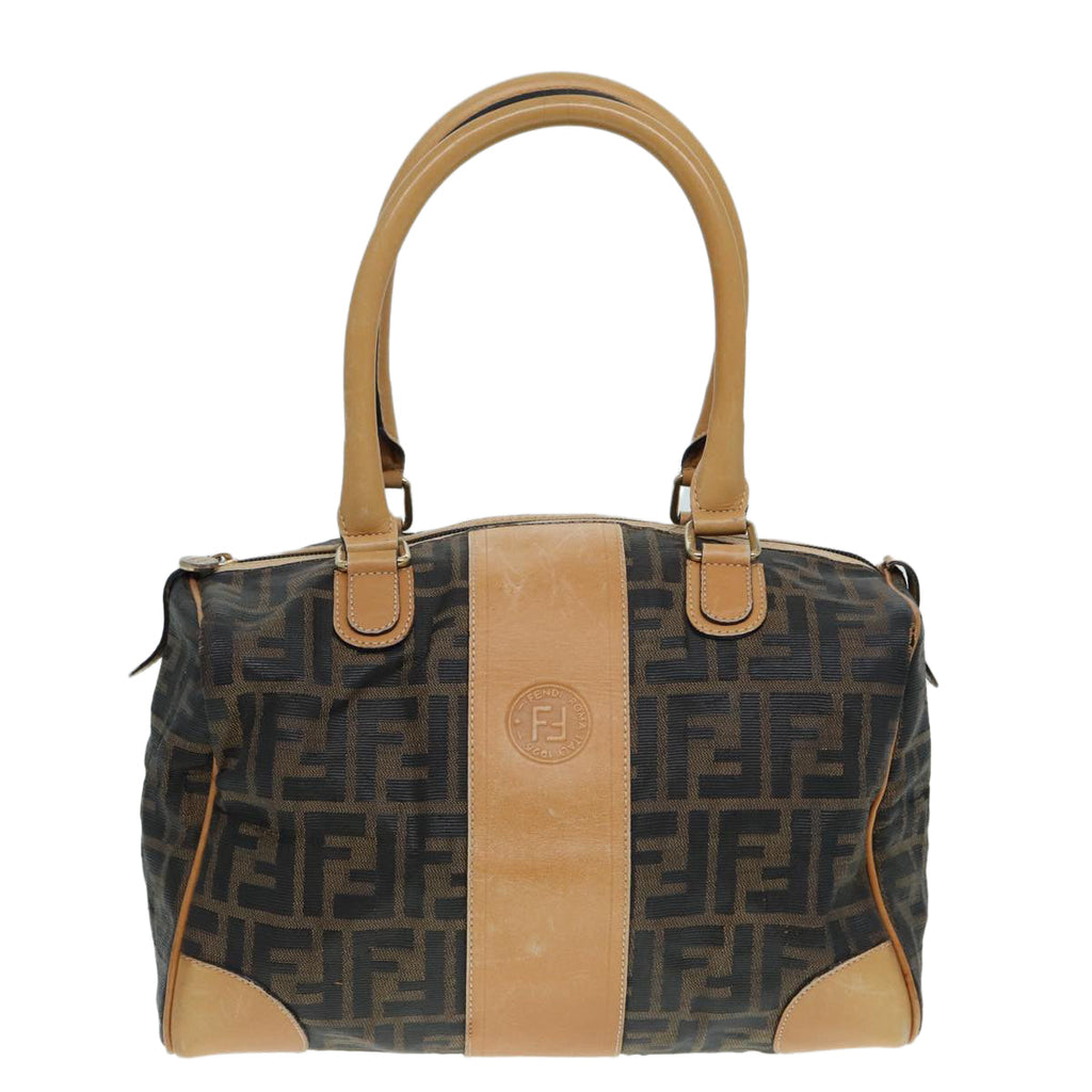 FENDI Zucca Canvas Hand Bag Brown Black gold fm3783