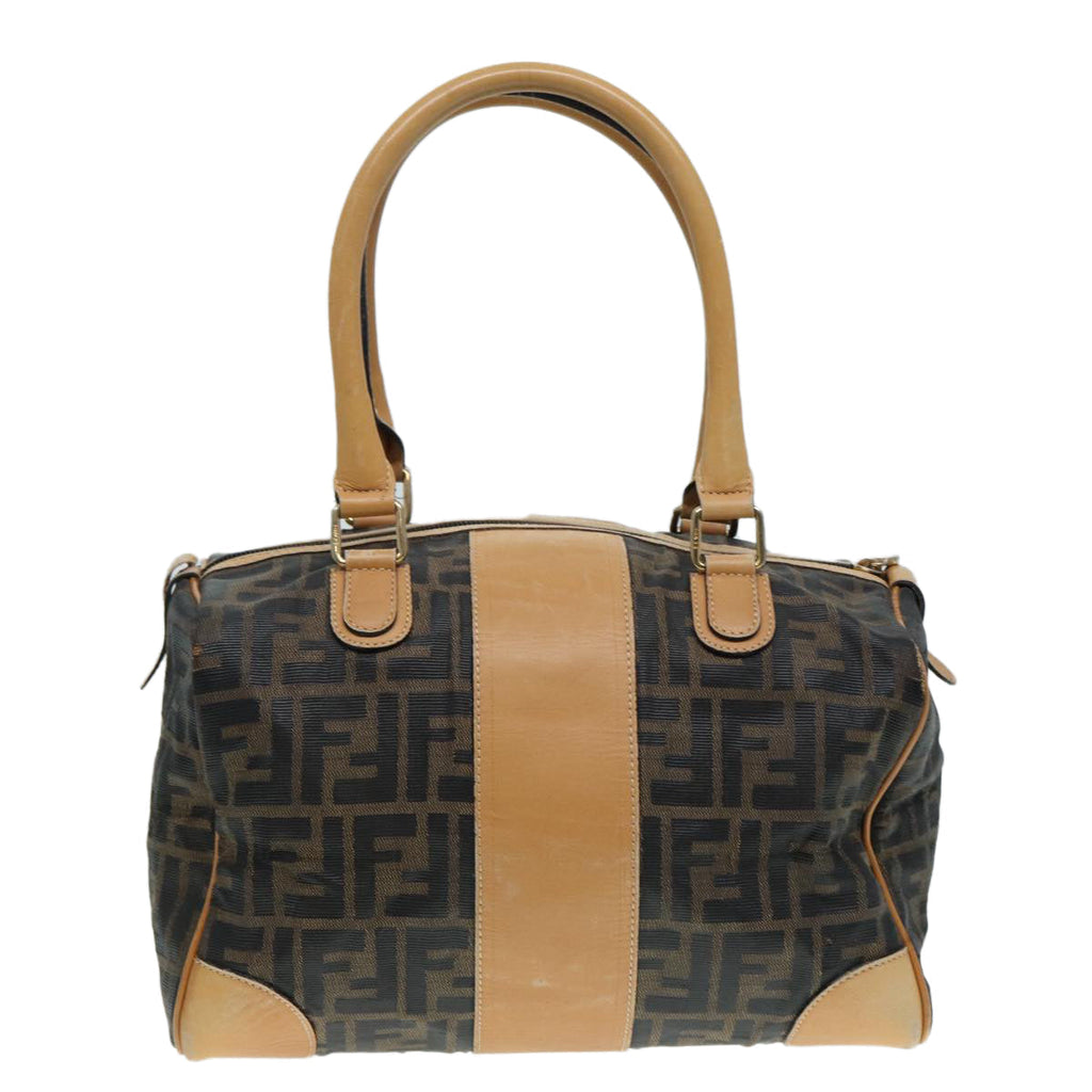 FENDI Zucca Canvas Hand Bag Brown Black gold fm3783