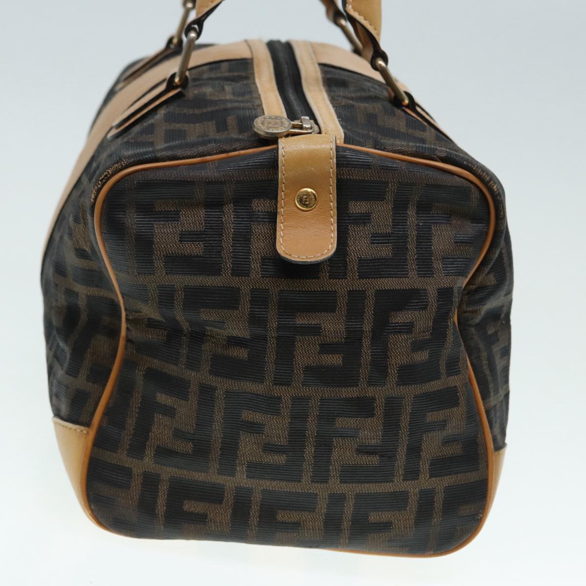 FENDI Zucca Canvas Hand Bag Brown Black gold fm3783