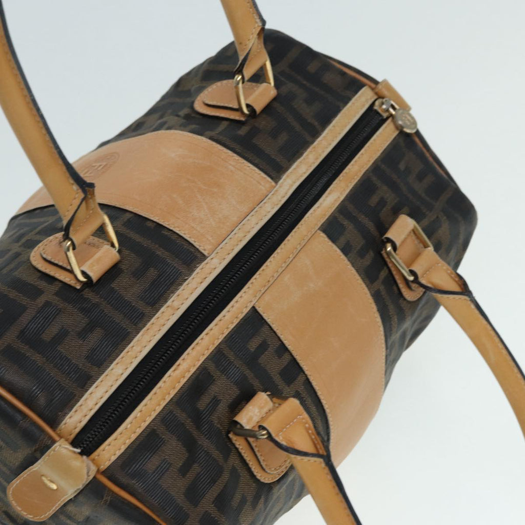 FENDI Zucca Canvas Hand Bag Brown Black gold fm3783