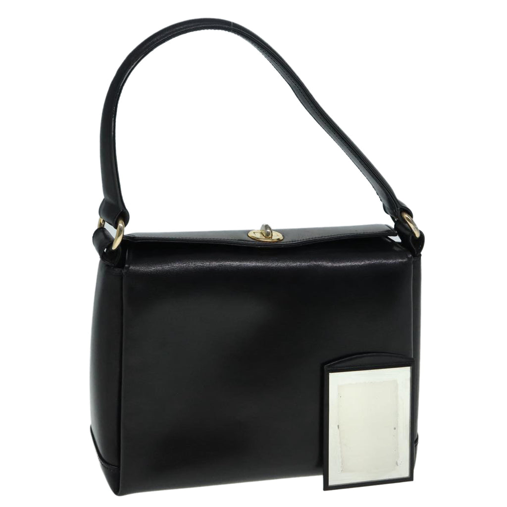 GUCCI Hand Bag Leather Black Gold fm3787