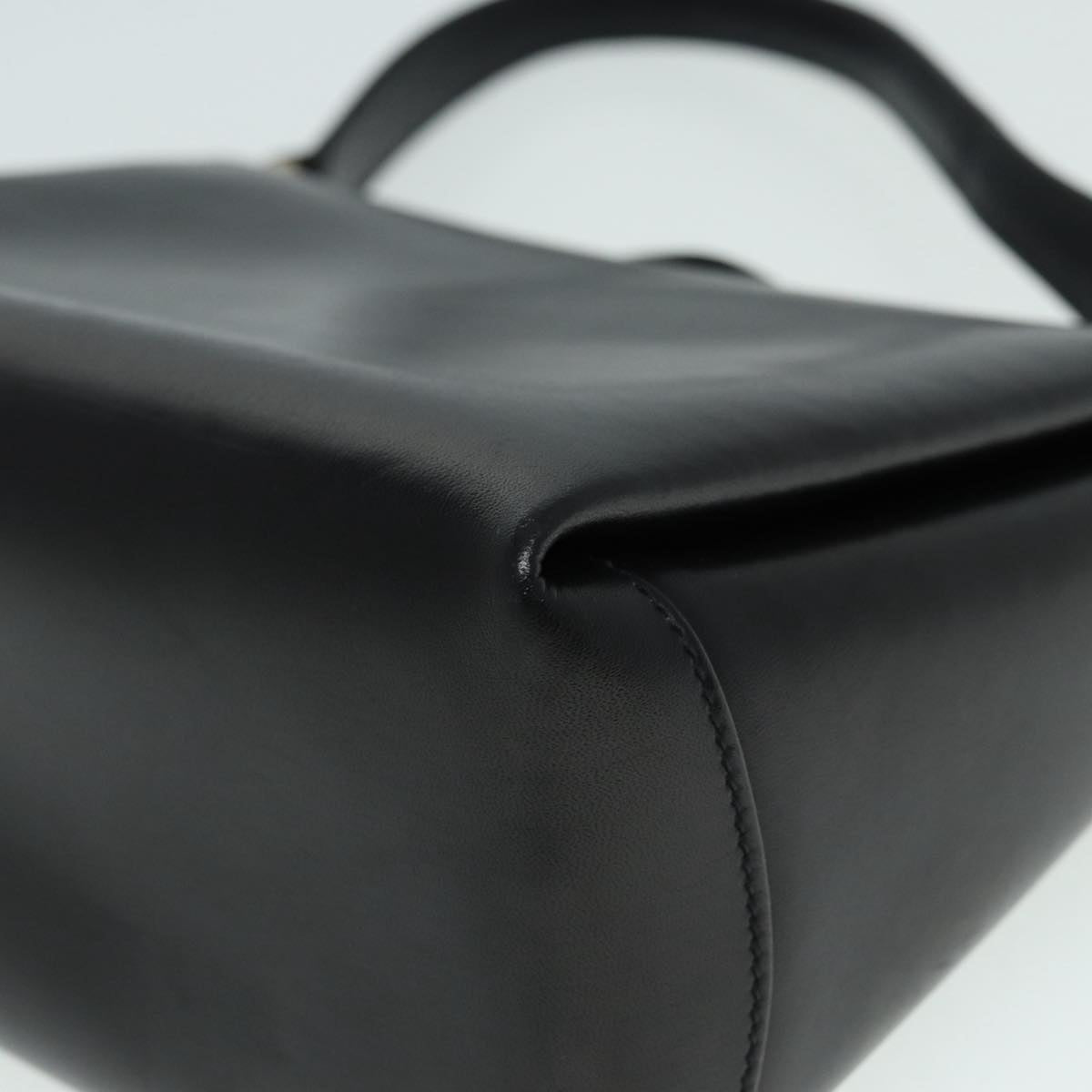 GUCCI Hand Bag Leather Black Gold fm3787