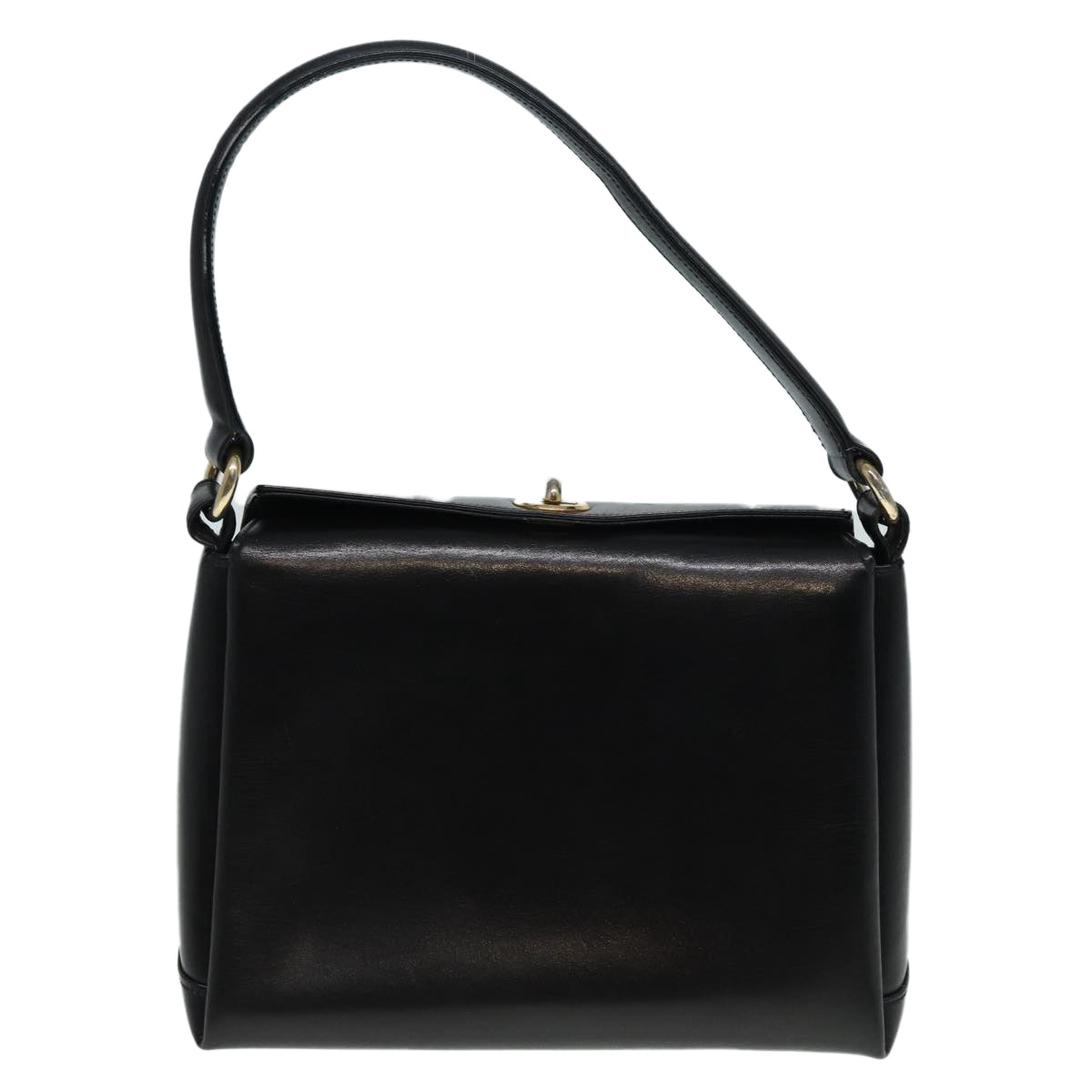 GUCCI Hand Bag Leather Black Gold fm3787