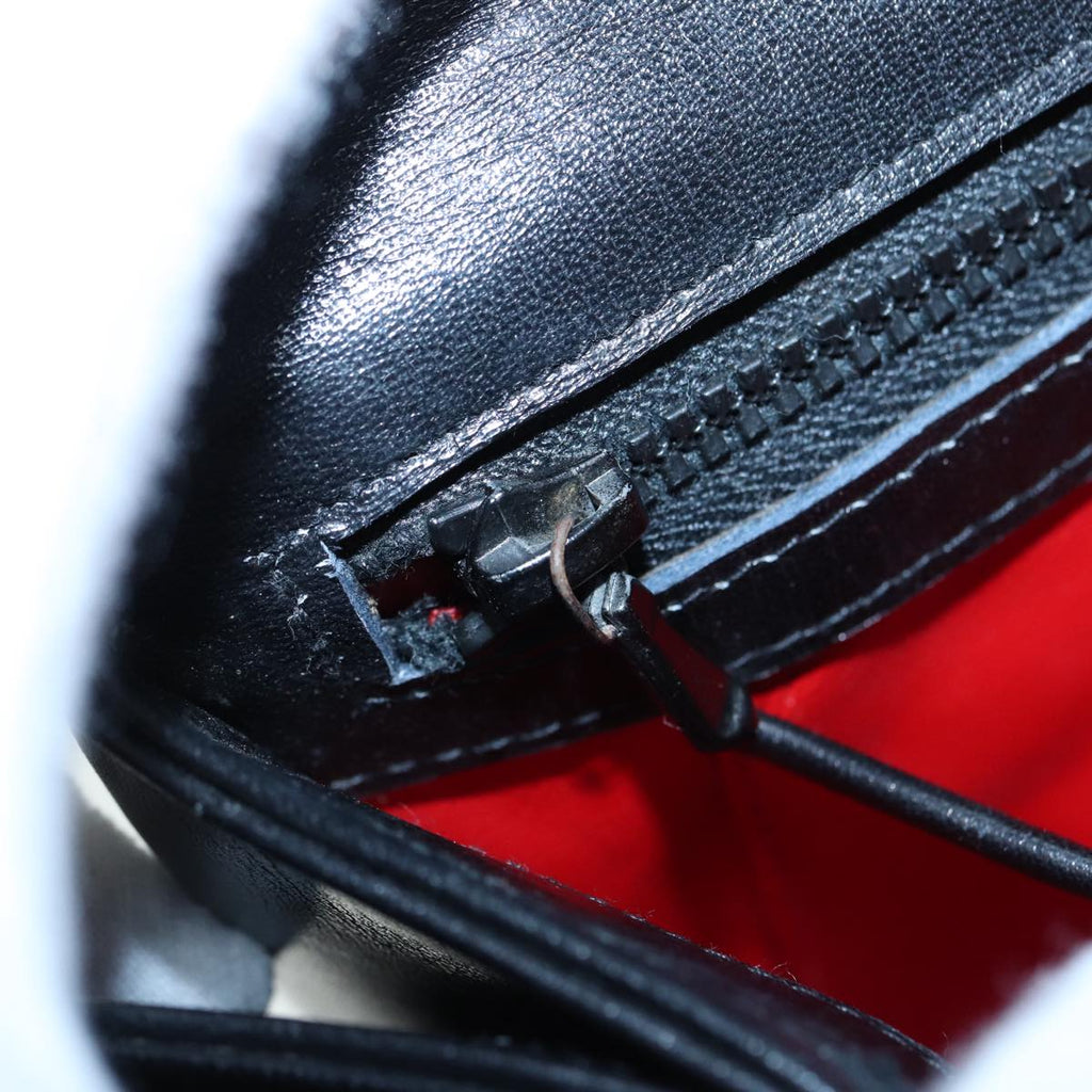 GUCCI Hand Bag Leather Black Gold fm3787