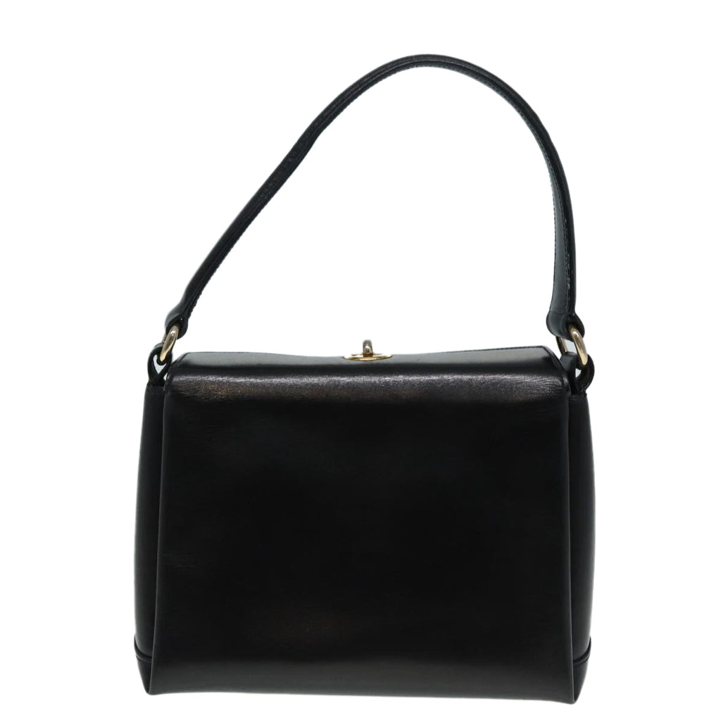 GUCCI Hand Bag Leather Black Gold fm3787