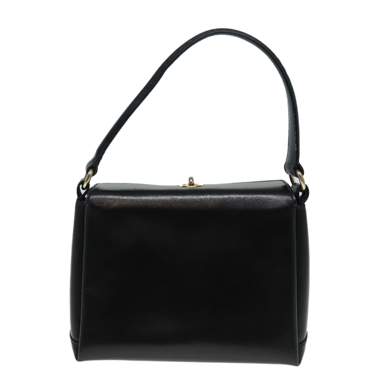 GUCCI Hand Bag Leather Black Gold fm3787