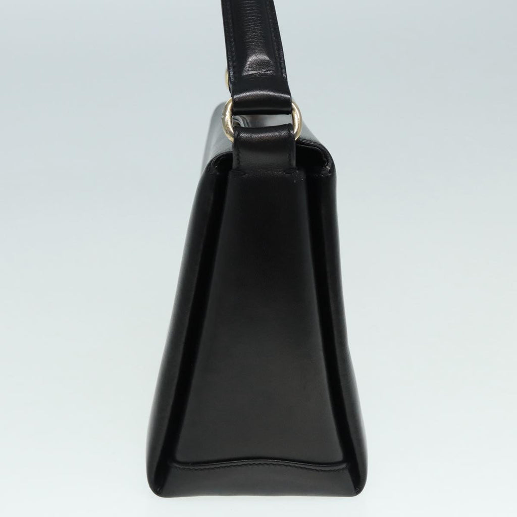 GUCCI Hand Bag Leather Black Gold fm3787