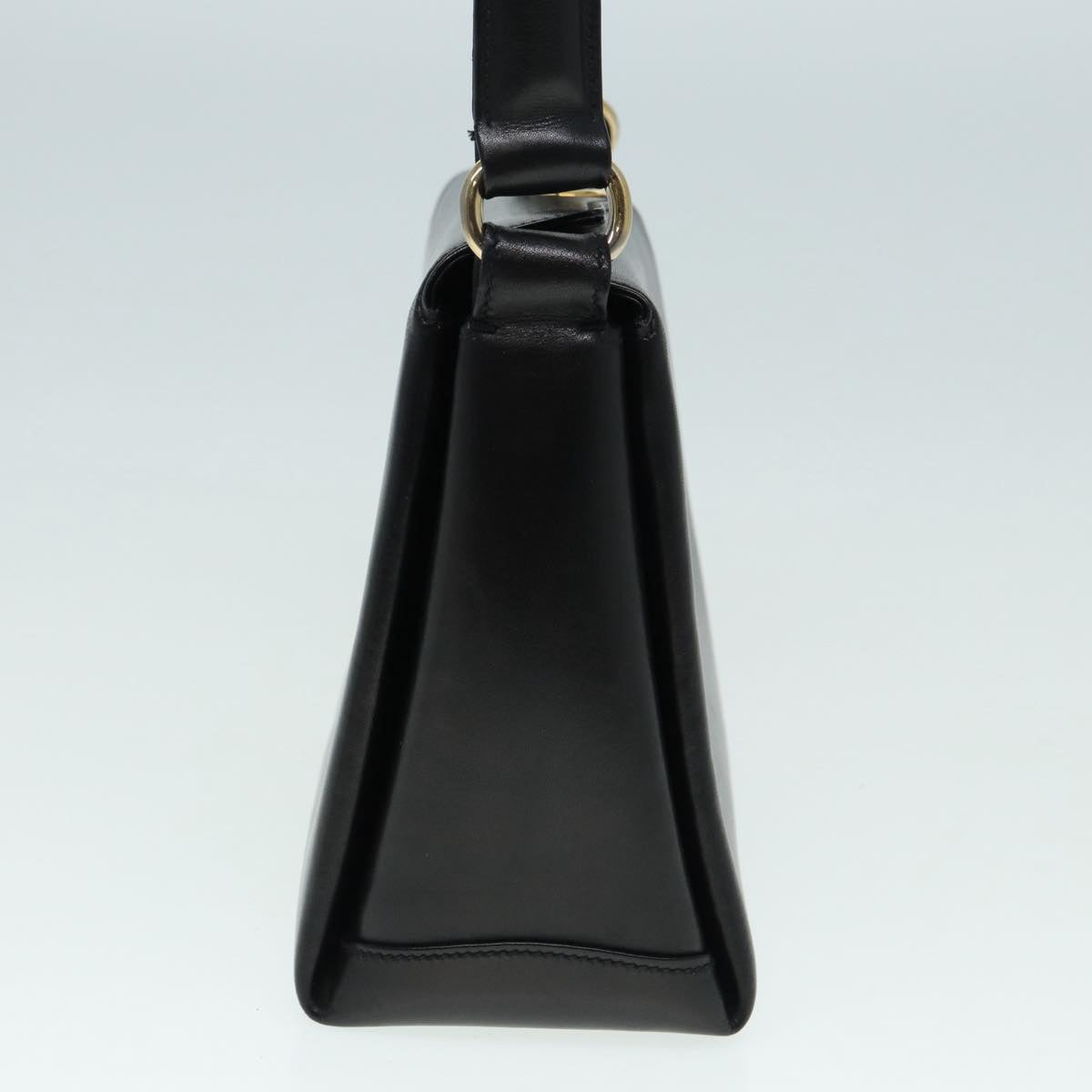 GUCCI Hand Bag Leather Black Gold fm3787