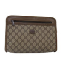 GUCCI GG Supreme Clutch Bag PVC Leather Beige 111 01 037 fm3789