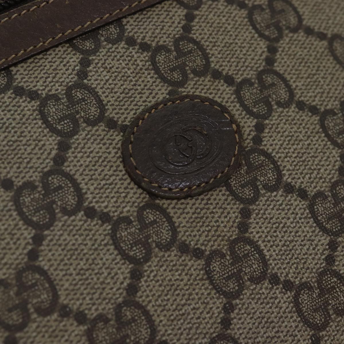 GUCCI GG Supreme Clutch Bag PVC Leather Beige 111 01 037 fm3789