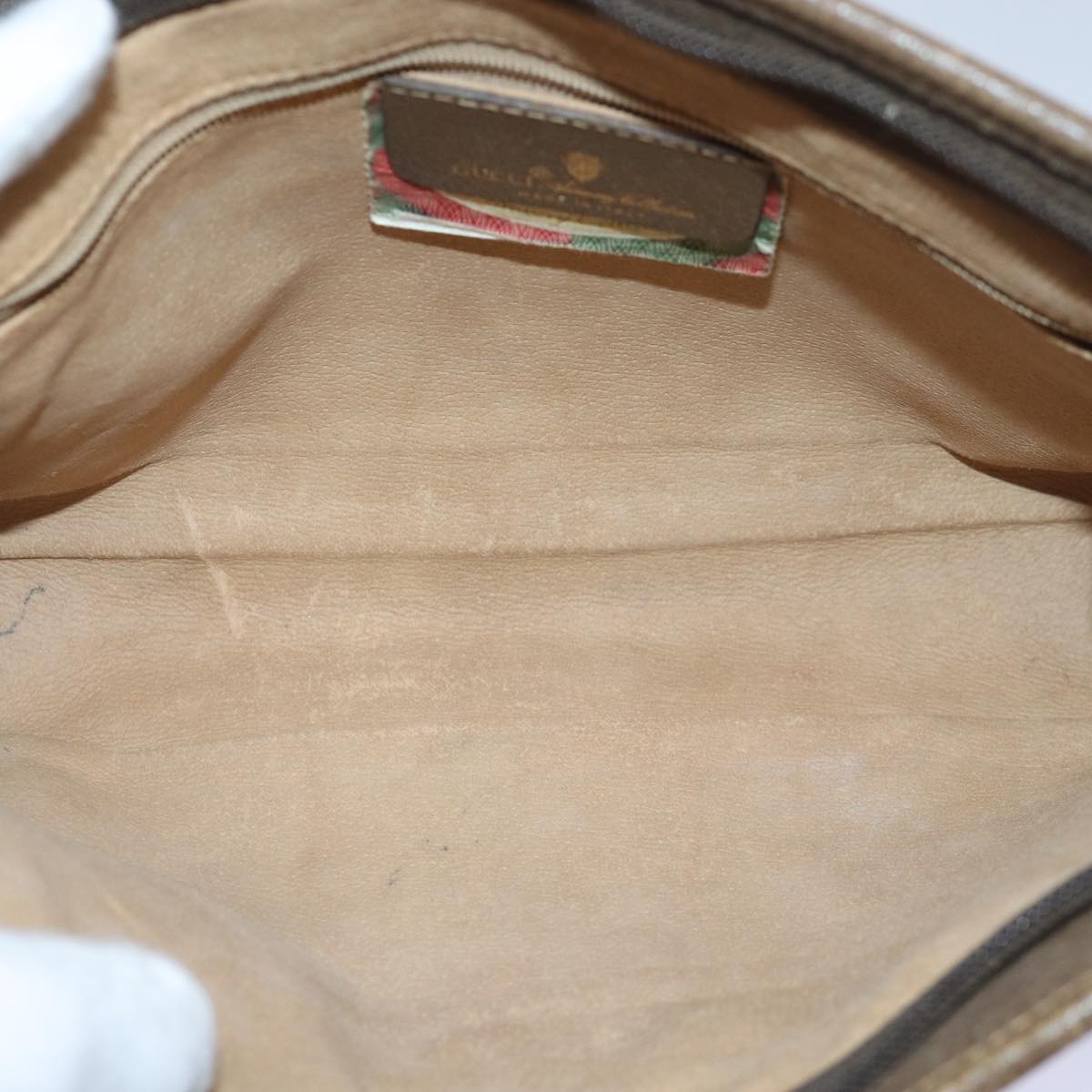 GUCCI GG Supreme Clutch Bag PVC Leather Beige 111 01 037 fm3789