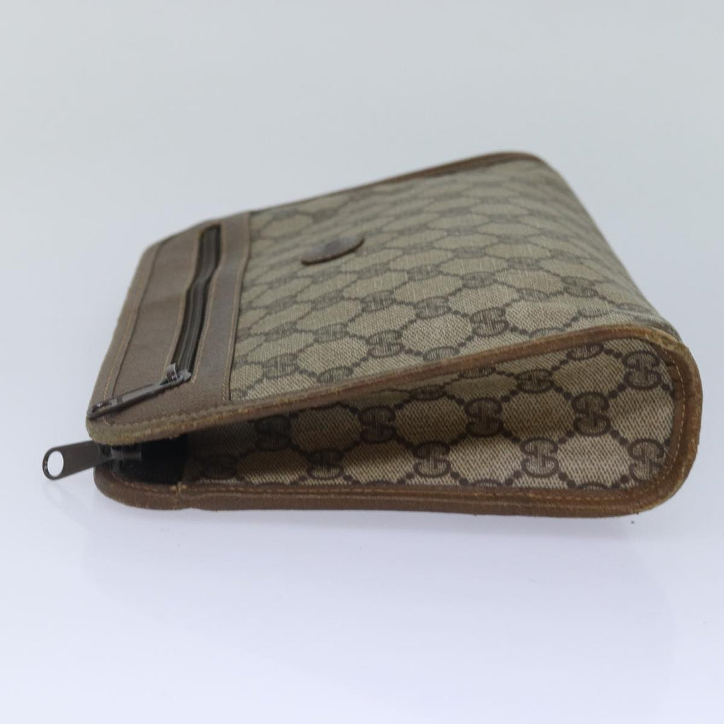 GUCCI GG Supreme Clutch Bag PVC Leather Beige 111 01 037 fm3789