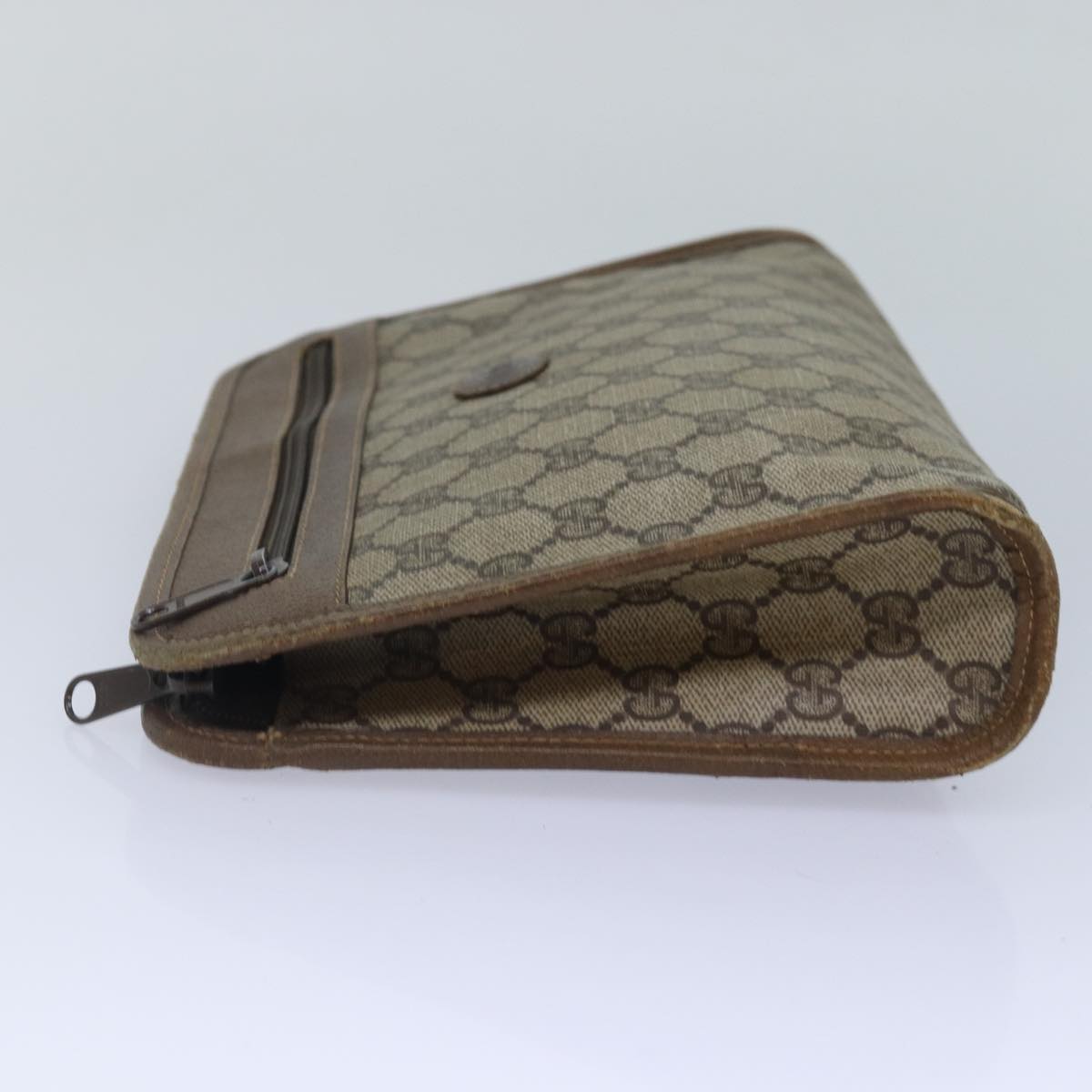 GUCCI GG Supreme Clutch Bag PVC Leather Beige 111 01 037 fm3789