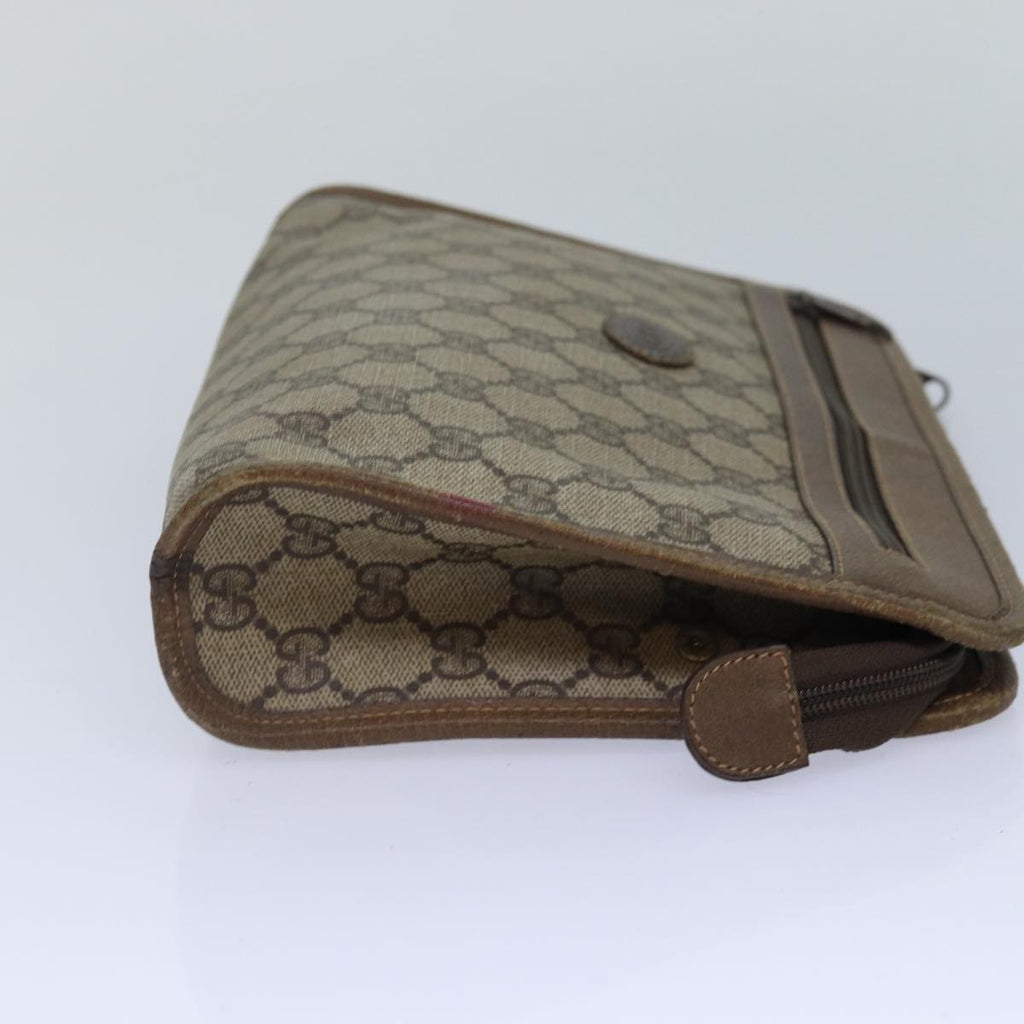 GUCCI GG Supreme Clutch Bag PVC Leather Beige 111 01 037 fm3789